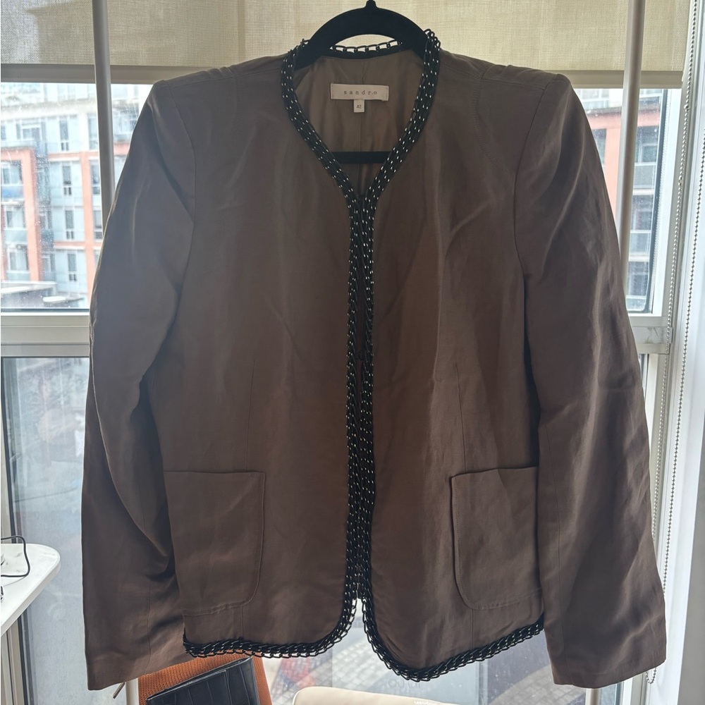 Sandro | Brown Blazer with Black Chain